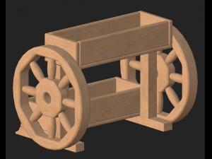 cartoon wooden flowerpot 1 3D 모델