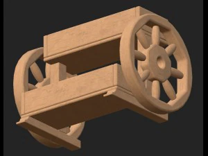 cartoon wooden flowerpot 1 3D Model