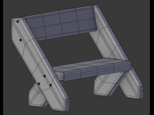 cartoon wooden bench 4 3D Model