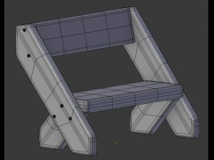 cartoon wooden bench 4 3D Model