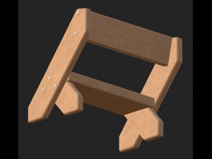 cartoon wooden bench 4 3D Model