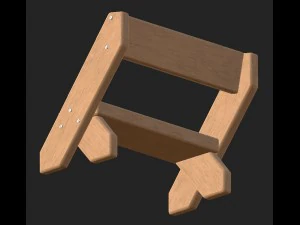 cartoon wooden bench 4 3D Model