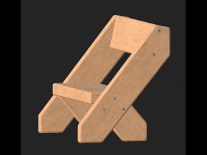 cartoon wooden bench 4 3D Model
