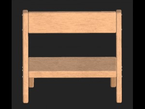 cartoon wooden bench 4 3D Model