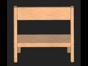 cartoon wooden bench 4 3D Model
