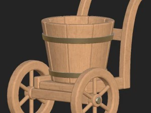 바퀴에 만화 나무 통 3D 모델