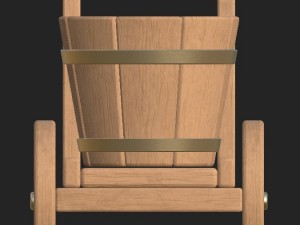 cartoon wooden bucket on wheels Modelo 3D
