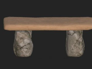 cartoon wooden bench 2 3D Model
