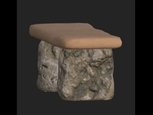 cartoon wooden bench 2 3D Model