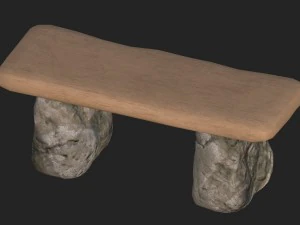 cartoon wooden bench 2 3D Model