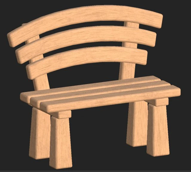 cartoon wooden bench 1 3D Model .c4d .max .obj .3ds .fbx .stl .blend 