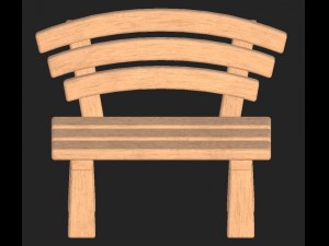 cartoon wooden bench 1 3D Модель