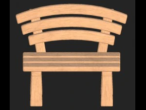cartoon wooden bench 1 3D Model