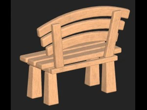 cartoon wooden bench 1 3D Model