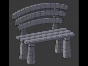 cartoon wooden bench 1 3D Модель