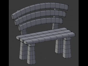 cartoon wooden bench 1 3D Model