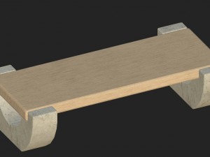 cartoon wooden bench 5 Model 3D