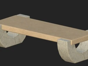 cartoon wooden bench 5 3D Model