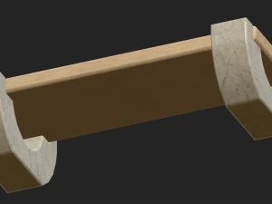 cartoon wooden bench 5 3D Model