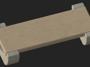 cartoon wooden bench 5 3D Model