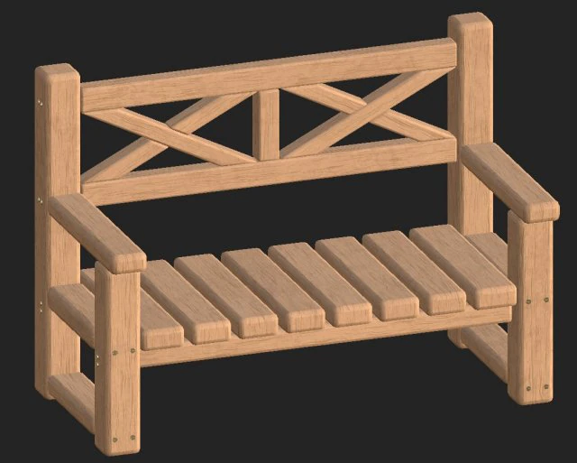 cartoon wooden bench 7 3D Model .c4d .max .obj .3ds .fbx .stl .blend 