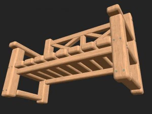 cartoon wooden bench 7 3D Model