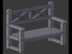 cartoon wooden bench 7 Modelo 3D