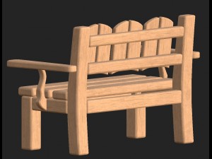 cartoon wooden bench 8 3D 模型