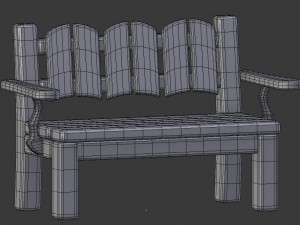 cartoon wooden bench 8 3D 模型