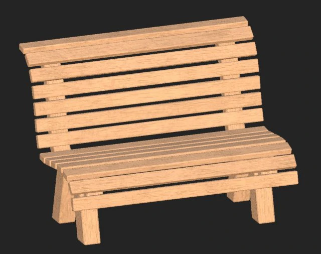 cartoon wooden bench 9 3D Model .c4d .max .obj .3ds .fbx .stl .blend 