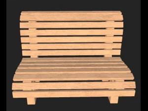 cartoon wooden bench 9 3D Model