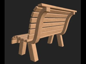 cartoon wooden bench 9 3D Model