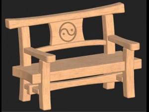 cartoon houten bank 10 3D Model