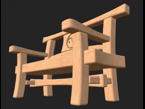 cartoon wooden bench 10 Modello 3D