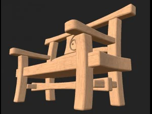 banco de madeira dos desenhos animados 10 Modelo 3D