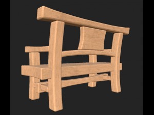 cartoon wooden bench 10 Modello 3D