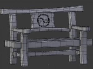 cartoon wooden bench 10 Modello 3D
