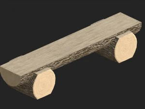 cartoon houten bank 6 3D Model