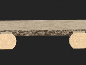 cartoon wooden bench 6 3D Model