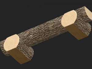 cartoon wooden bench 6 3D Model