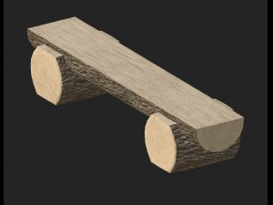 cartoon wooden bench 6 3D Model