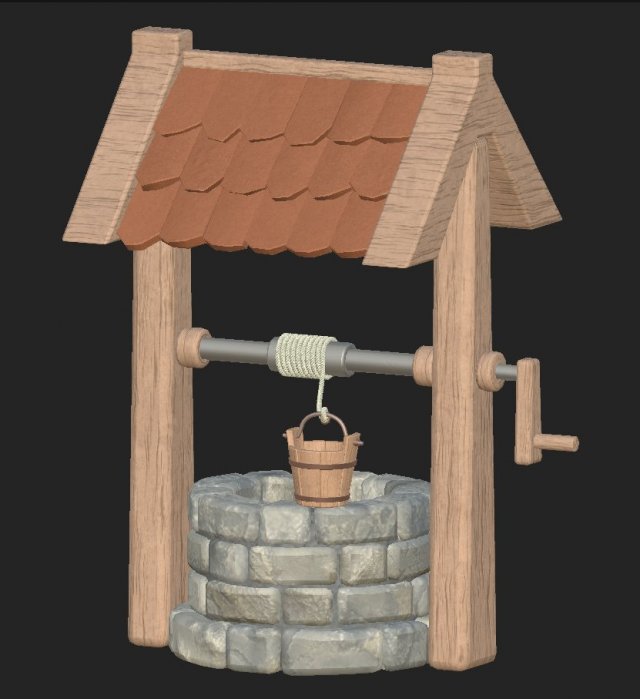 cartoon stone well 3D Model .c4d .max .obj .3ds .fbx .stl .blend 