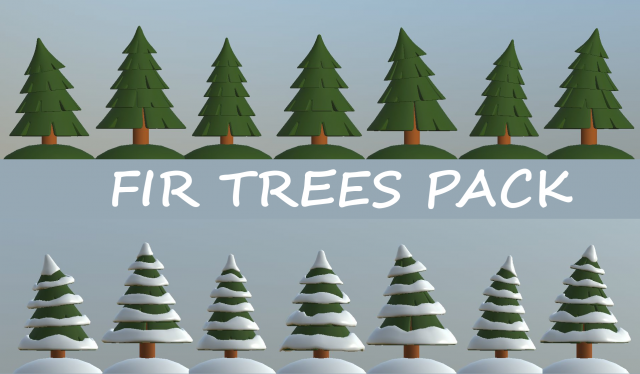 cartoon fir trees pack 3Dモデル .c4d .max .obj .3ds .fbx .stl .blend 