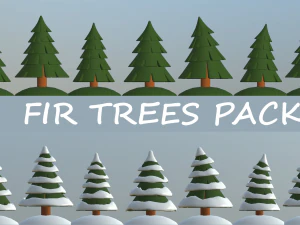 pack de sapins de dessin anim&eacute; Modèle 3D