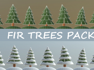 cartoon fir trees pack 3Dモデル