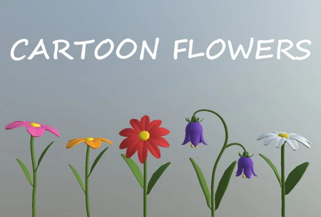 cartoon flowers and grass 3D Model .c4d .max .obj .3ds .fbx .stl .blend 