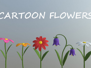 cartoon flowers and grass 3Dモデル