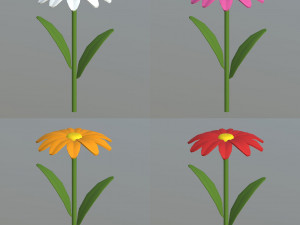 cartoon flowers and grass 3D 模型