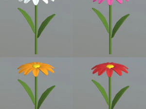cartoon flowers and grass 3D Model
