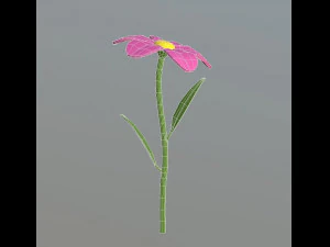 cartoon flowers and grass 3D Model